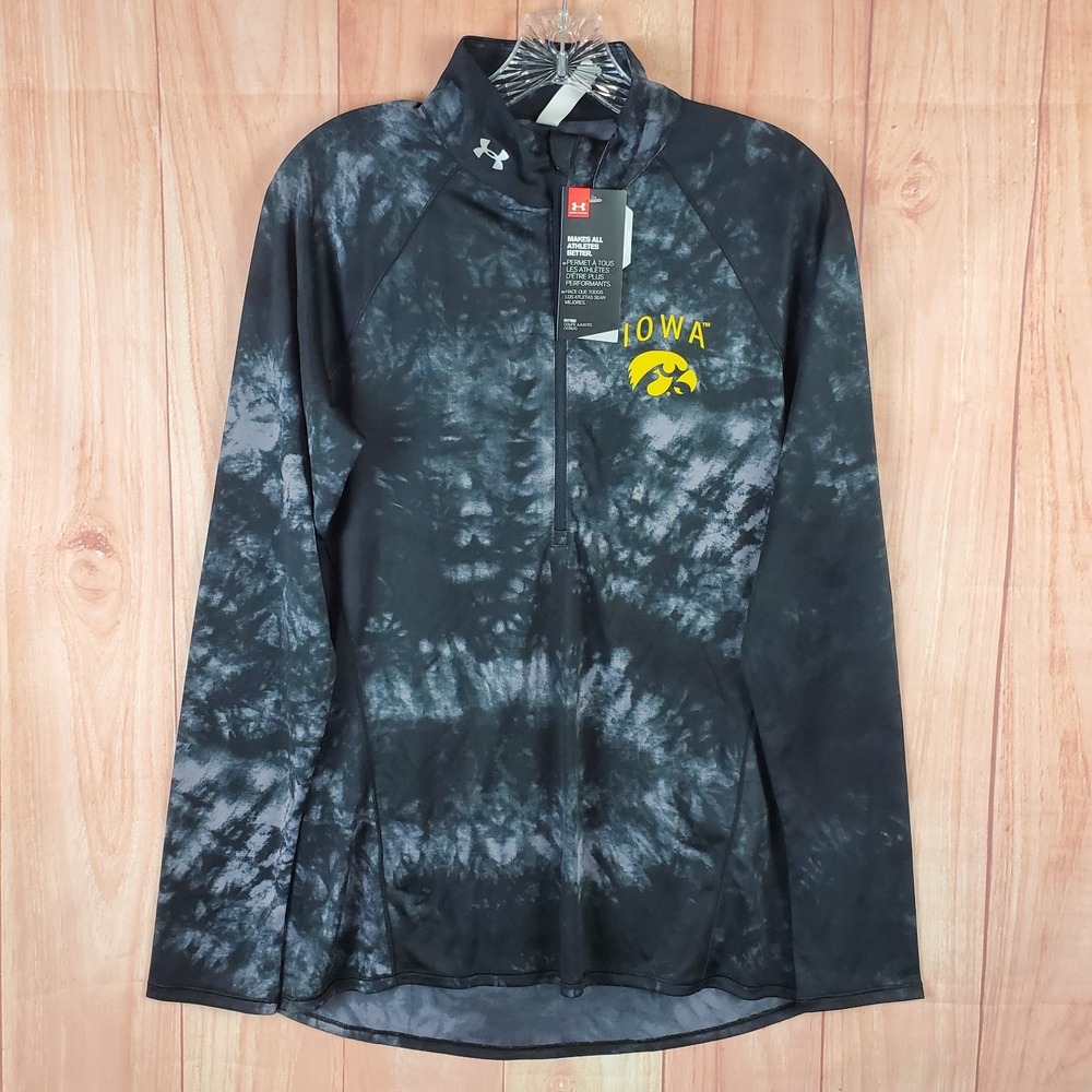 Under Armour Womens Sweatshirt Sz Large Iowa Black Tie Dye Long Sleeve Full Zip